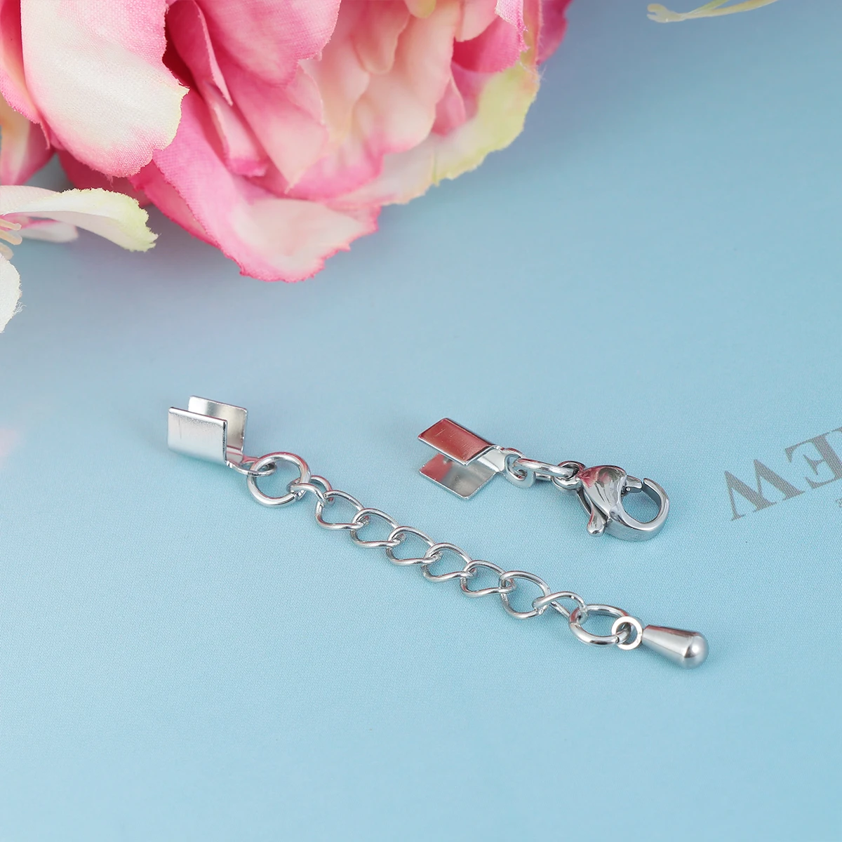 

Clip Stainless Steel Lobster Buckle Cord End Fasteners Connector Silver with Clasp