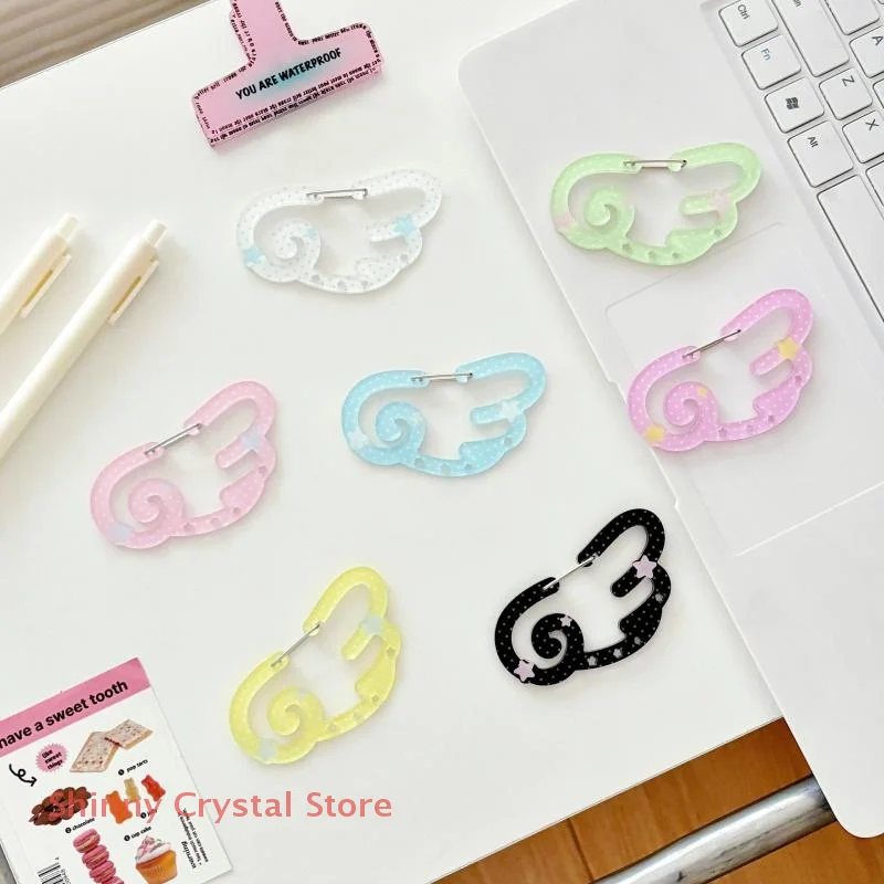 

Multipurpose Carabiner Buckle in Candy Colors and Polka Dot Wings Design, Acrylic Keyring Hook for Mountaineering and Daily Use