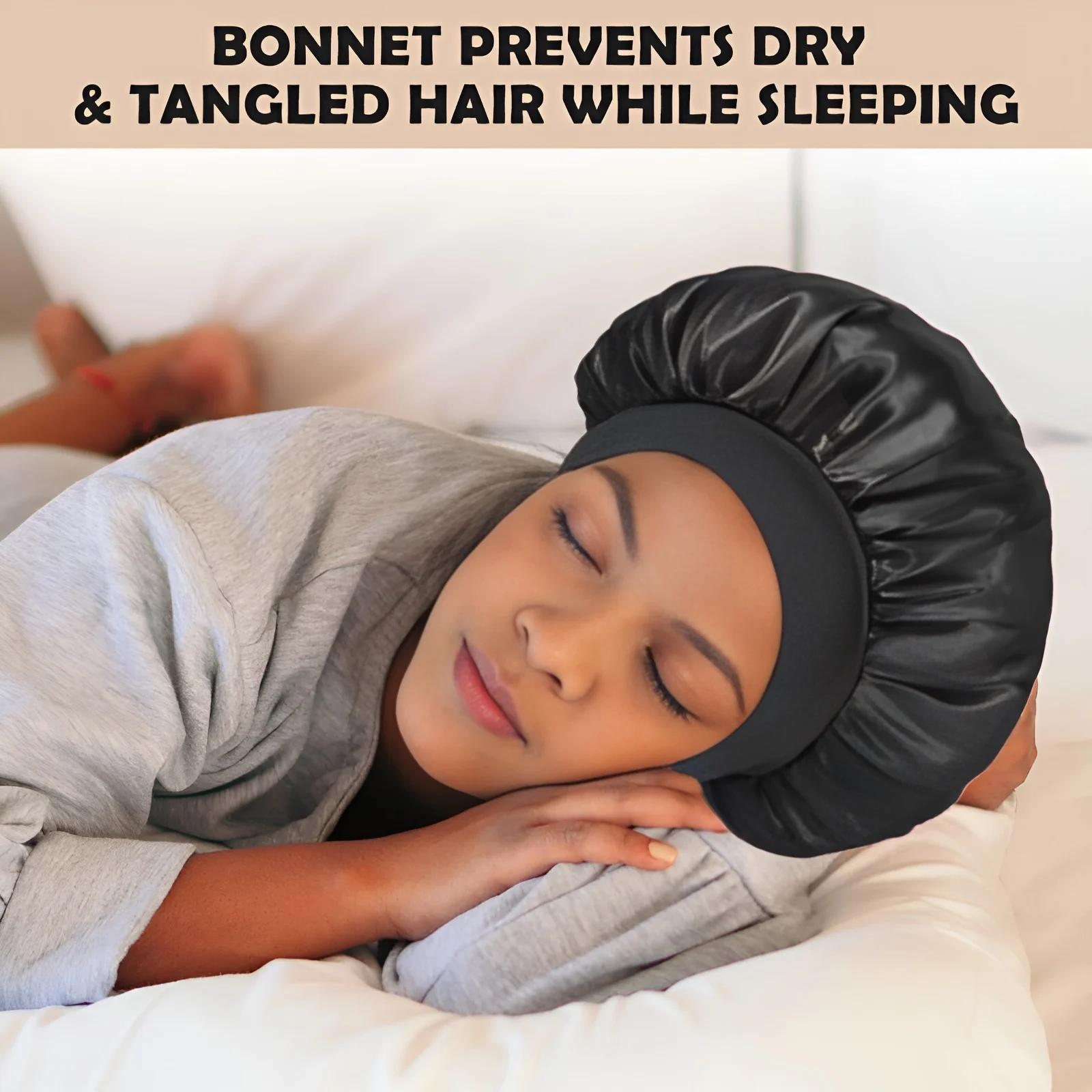Premium Satin Sleep Cap for Women High Elastic Wide Band Hair Care Bonnet Shower Hat Pure Handmade Daily Night Multi-Use image 5