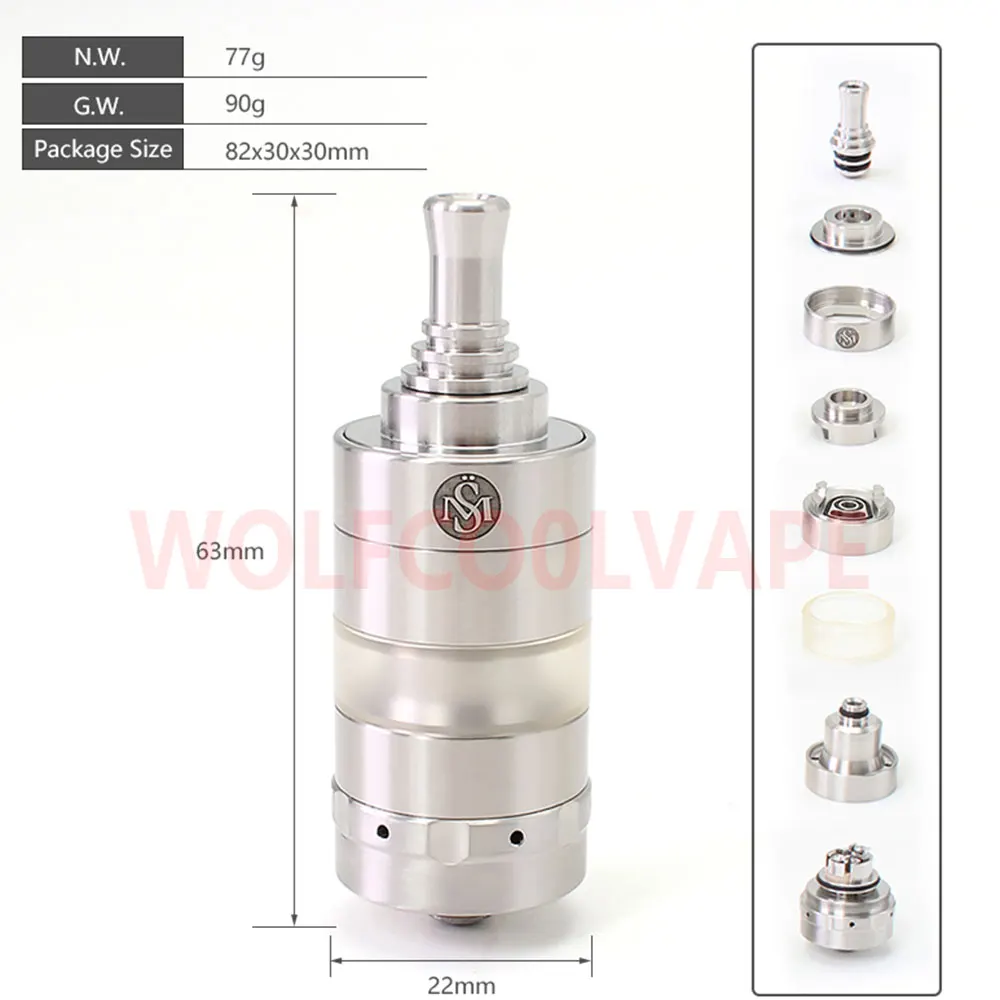 Imagem -06 - Tanque Reconstruível Vape Kayx Mtl Vape Atomizador Psu Estilo kf Rta 316ss Mtl Vaping Tank vs Yftk Tifun Gtr Rta 22 mm Rta