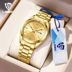 LIEBIG Japan Quartz Movement Wrist Watches Mens Top Brand Luxury Stainless Steel Strap Date Week Wristwatch Clock Reloj Hombre