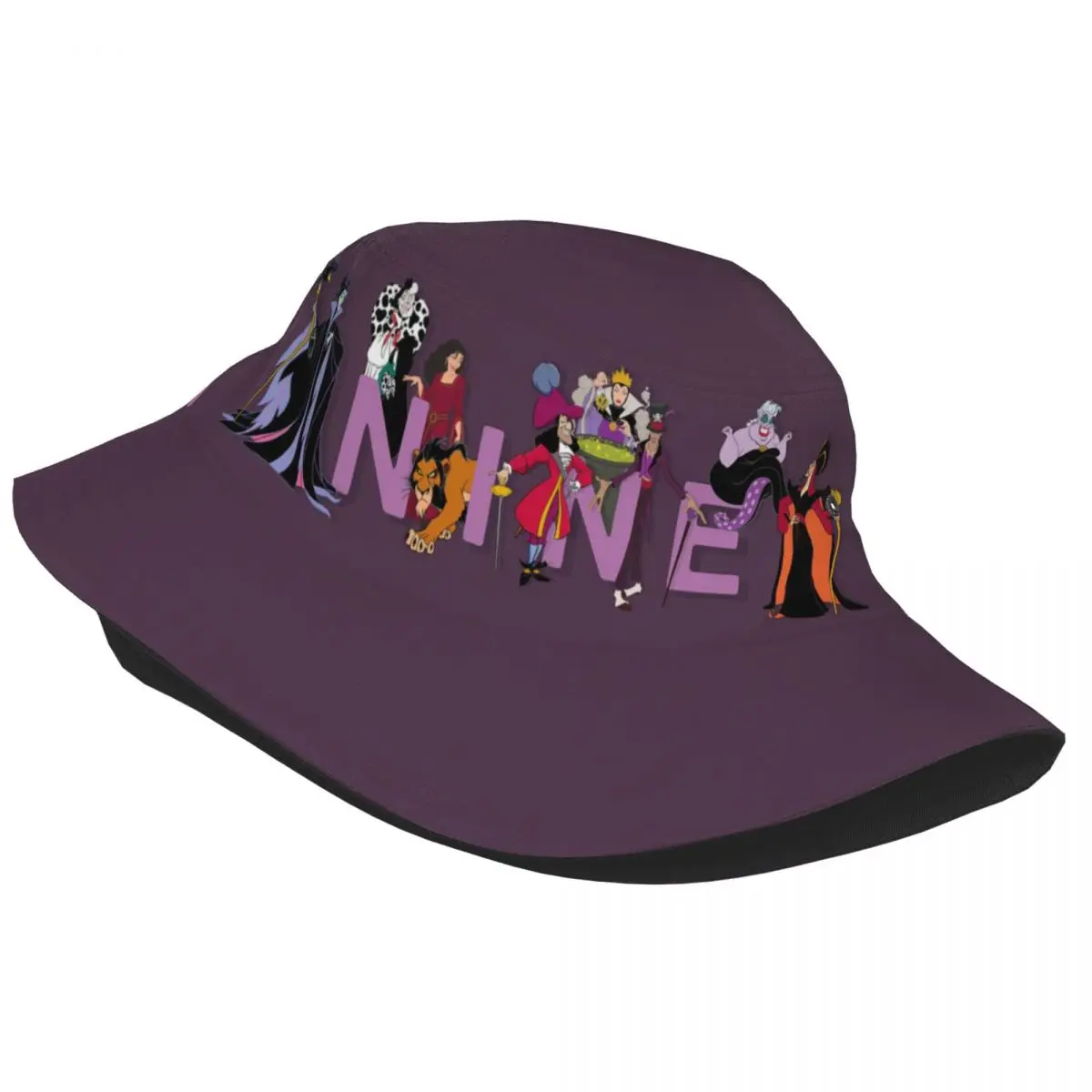 Villains Cartoon Bucket Hat Gift For Unisex Kawaii Evil Queen Maleficent Vocation Caps For Travel UV Protection