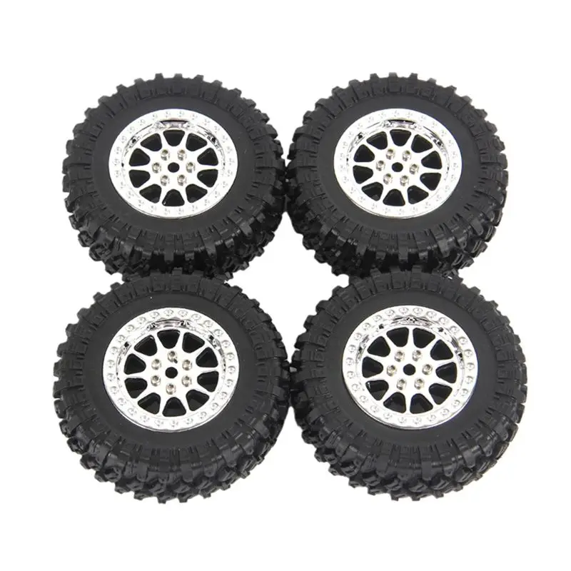 ABXE-4Pcs 70Mm Tire Tyres Wheel For MN D90 D99S MN-90 MN91 MN98 MN99S WPL C14 C24 C34 B14 B24 RC Car Upgrade Accessories Silver