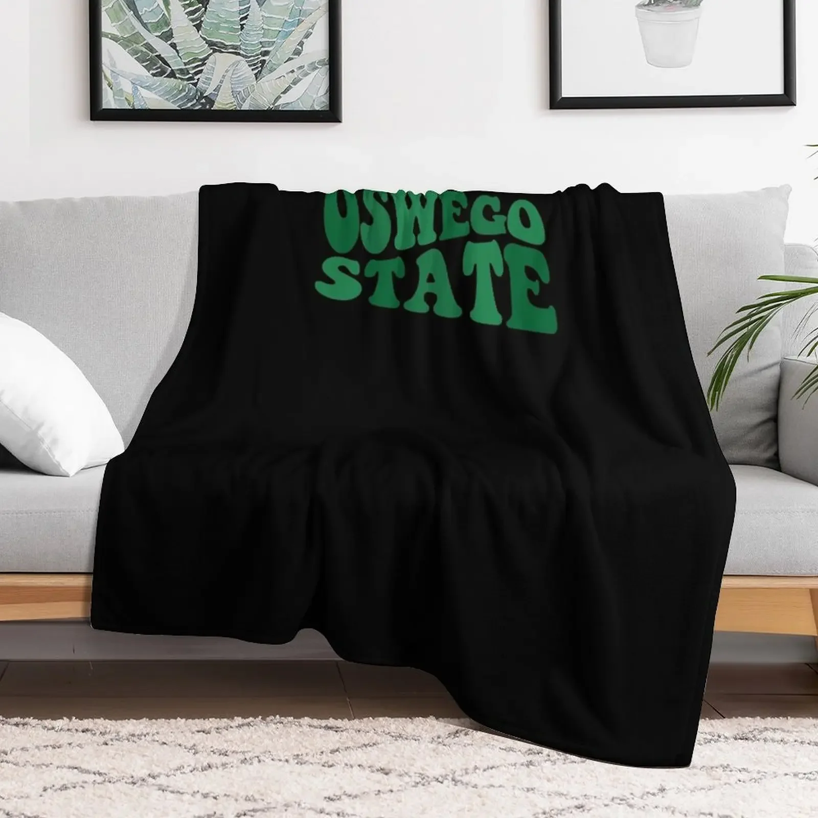 suny oswego - warped groovy font Classic T-Shirt Throw Blanket Plush Soft Beds manga Blankets