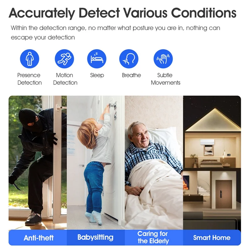 Tuya Wifi بلوتوث كاشف الوجود البشري الذكية الإنسان الاستشعار 24G ملليمتر موجة كاشف محس حركة كشف-PZZW