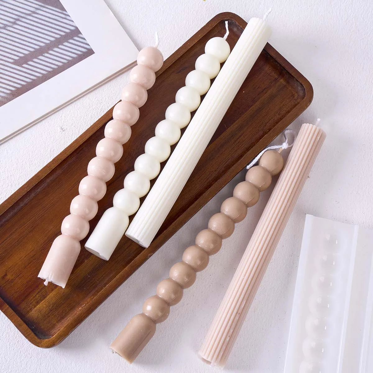 Geometry Candle Silicone Mold DIY Long Rod Stripes Bubble Bead Candles Making Supplies Resin Soap Chocolate Molds Home Craft Dec