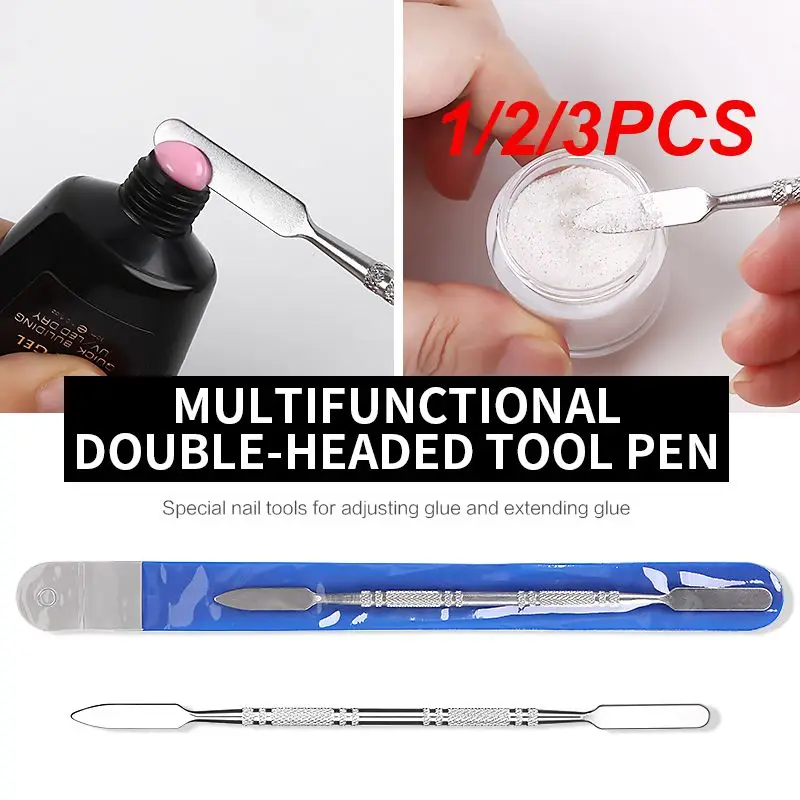 1/2/3PCS Stainless Steel Double-headed Nail Brush Extension Glue Removal Stick Gel Removal Spatula Nail Polish Dipping Removal