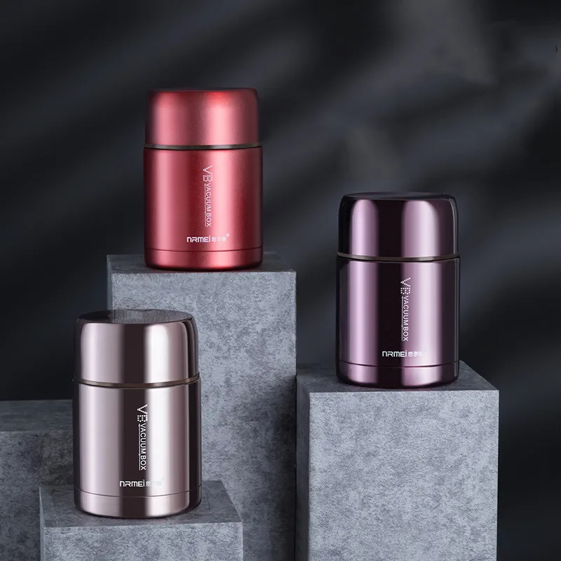 Food Thermal Jar Soup Gruel 316 Stainless Steel Vacuum Lunch Box Office Insulated Thermos Containers Spoon Box 600/800/1000ML