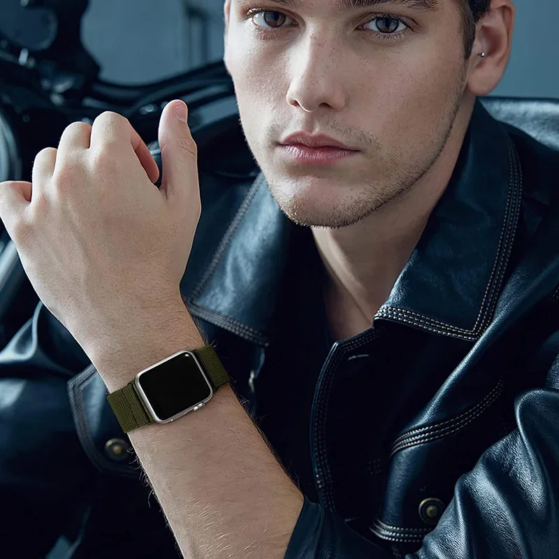 Scrunchie حزام ل سوار ساعة يد آبل 46 مللي متر 42 مللي متر 40 مللي متر 44 مللي متر 41 مللي متر 45 مللي متر 49 مللي متر بسط النايلون سوار Iwatch Serie10 9 8 الترا 7 6 5 4