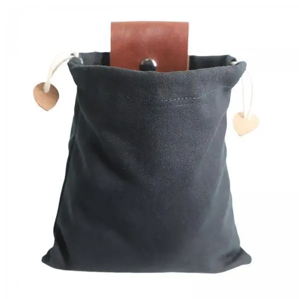 Durable Canvas PU Leather Foraging Pouch Foldable Drawstring Belt Bag Outdoor Fruit Vegetable Picking for Hiking