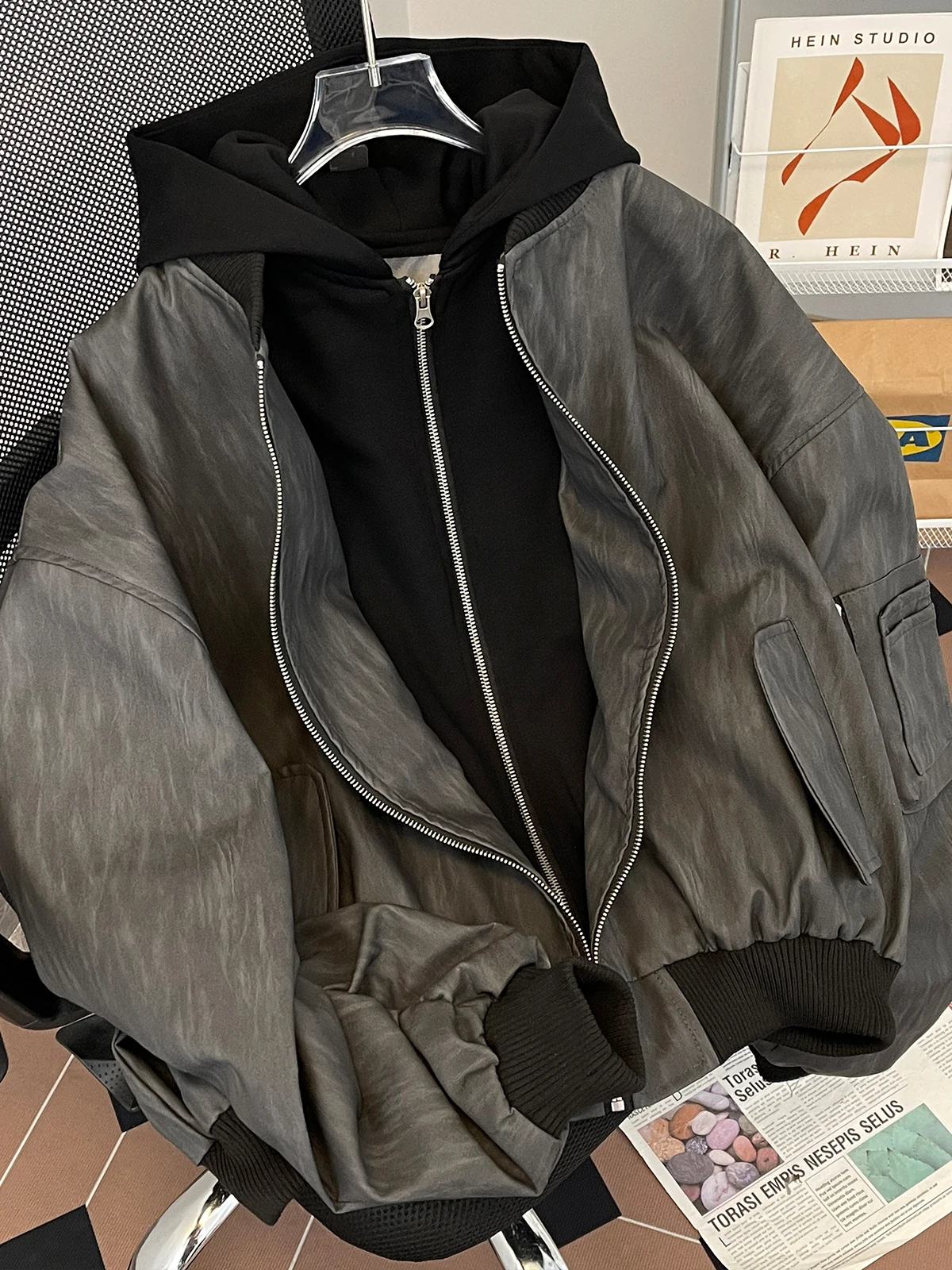 

Retro American Sle Men's Leather Jaet Coat Spring Autumn Casual Hooded Vintage Faion High Street Japanese Sle Coat