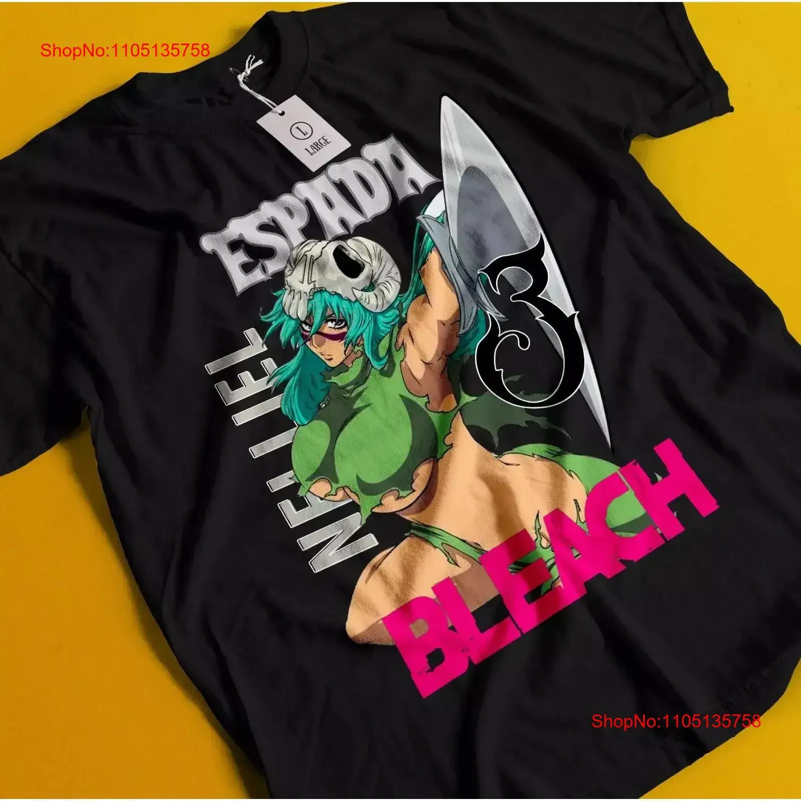 Nelliel T Shirt Bleach Anime Espada Ichigo Bankai Aizen Nel vintage Washed streetwear Casual Breathable Versatile Unisex
