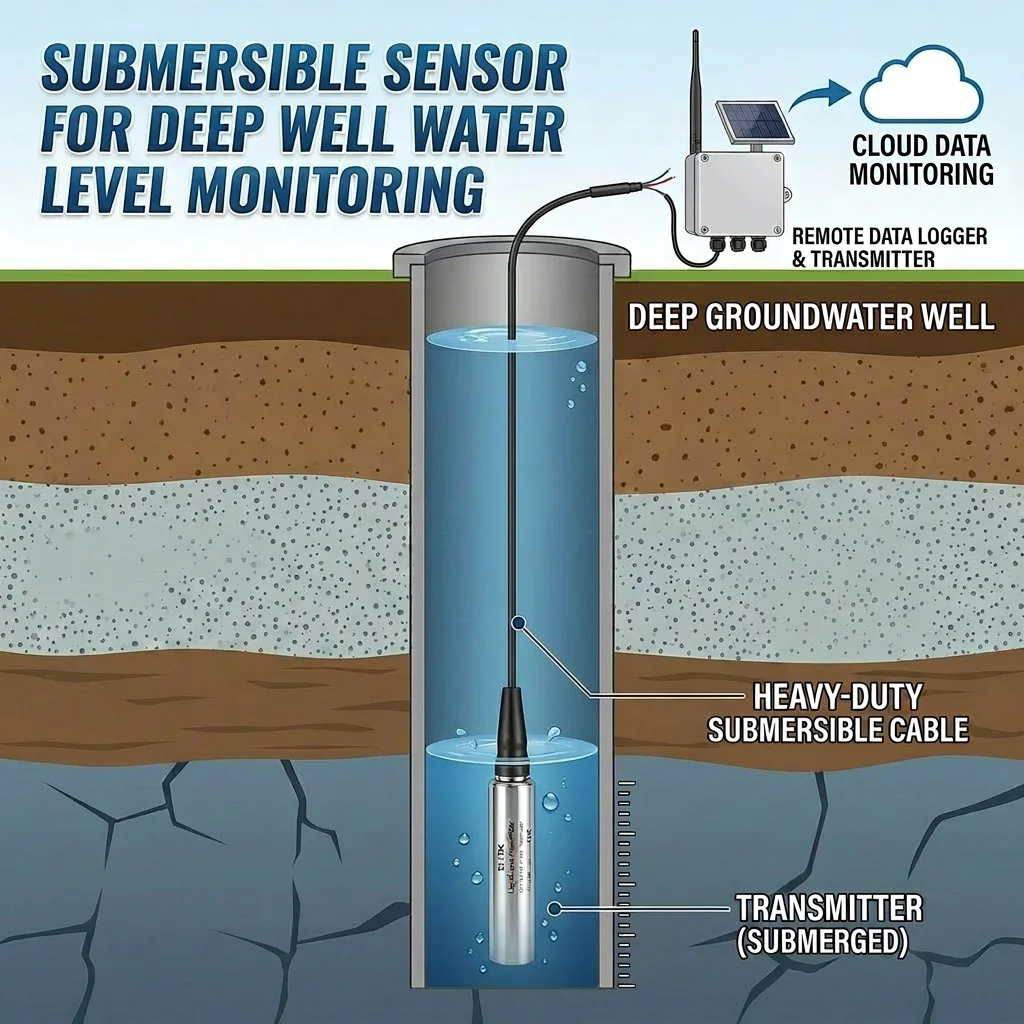 transmetteur-de-niveau-de-liquide-50m-pour-puits-profond-4-20ma-transducteur-de-niveau-d'eau-submersible-portee-30m-60m-70m-100m-200m-rs485