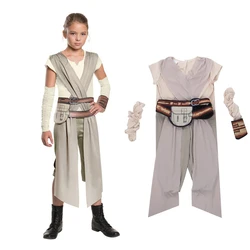 Rey yıldız süper kahraman Wars Skywalker elbise cadılar bayramı kostümleri çocuklar için Rey tulum elbiseler kızlar Cosplay Anime film giysileri kıyafet