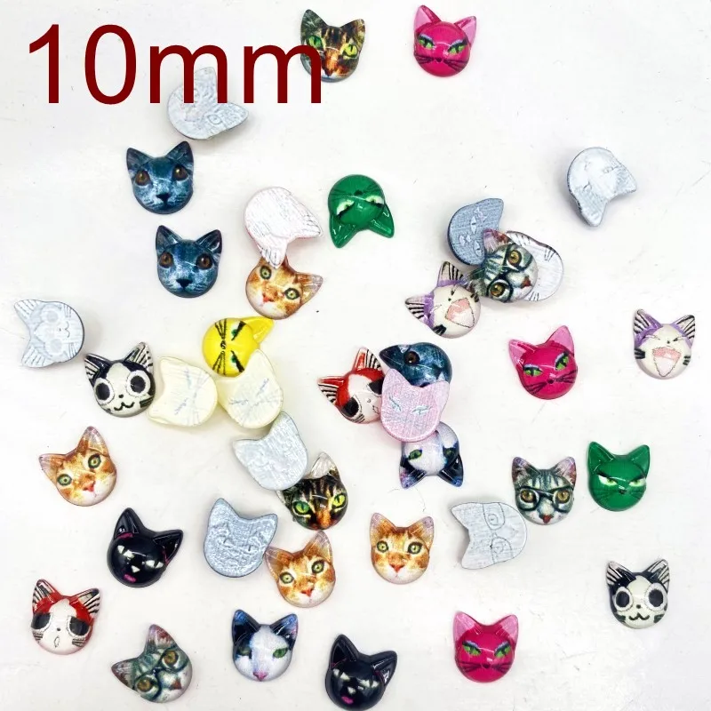 10mm Mixed Cat Self-Adhesive Sticker Acrylic Appliques Craft Wedding Party Decor DIY Nail Clothing Ornaments Decor Supplies