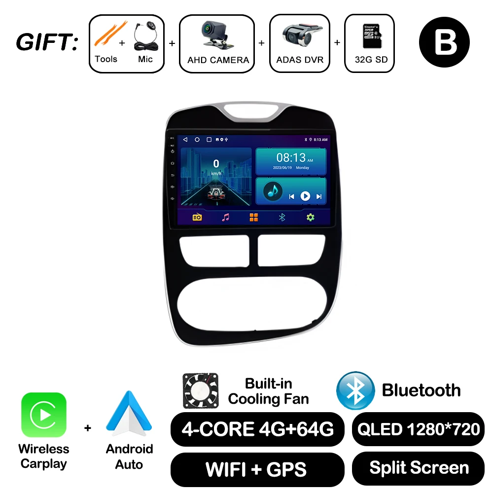 10 ''Voor Renault Clio 4 2012-2016 Carplay Autoradio Multimedia Video Player Android Auto 4G WIFI GPS navigatie DSP stereo BT
