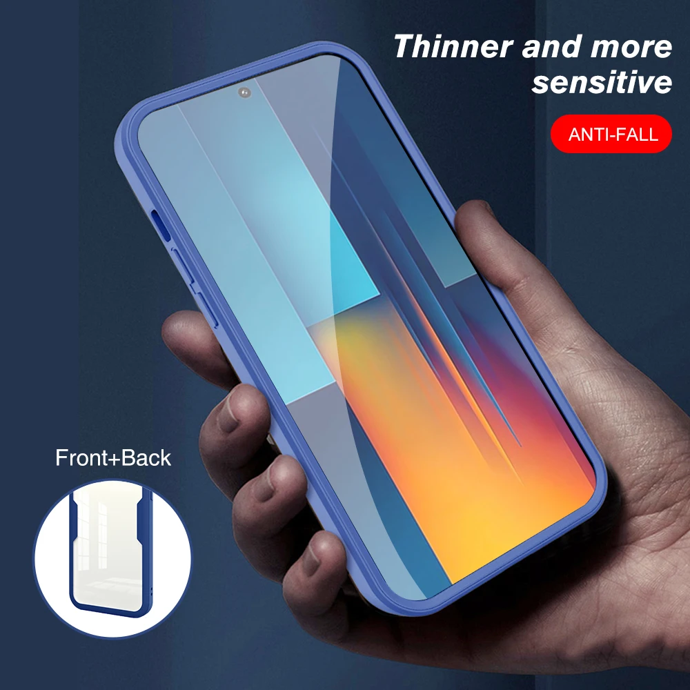 For Xiaomi Poco M6 Pro 4G Case 360° Front TPU Back PC Clear Cover Poxo Poko Little M6Pro PocoM6Pro Double Side Shockproof Fundas