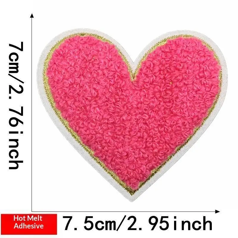 Mehrfarbige Handtuch-Stickerei-Herz-Aufnäher zum Aufbügeln, weich, flauschig, einfach anzubringen, perfekt für DIY-Jacken, Taschen, Bastelarbeiten, Dekorationen. – Detail 23