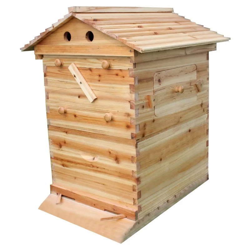 Automatic Wooden Bee Hive House with 7 Nest Wooden Bees Box Beekeeping Equipment Beekeeper Tool for Bee Hive Supply 66*43*26cm