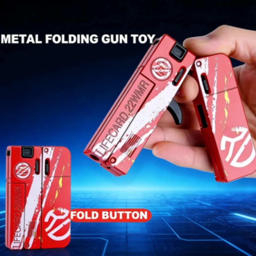

New Upgraded Lifecard Metal Folding Gun Toy for Kids Adult, Pistol Toys Gun With Soft Bullets Alloy Shooting Model For Adults