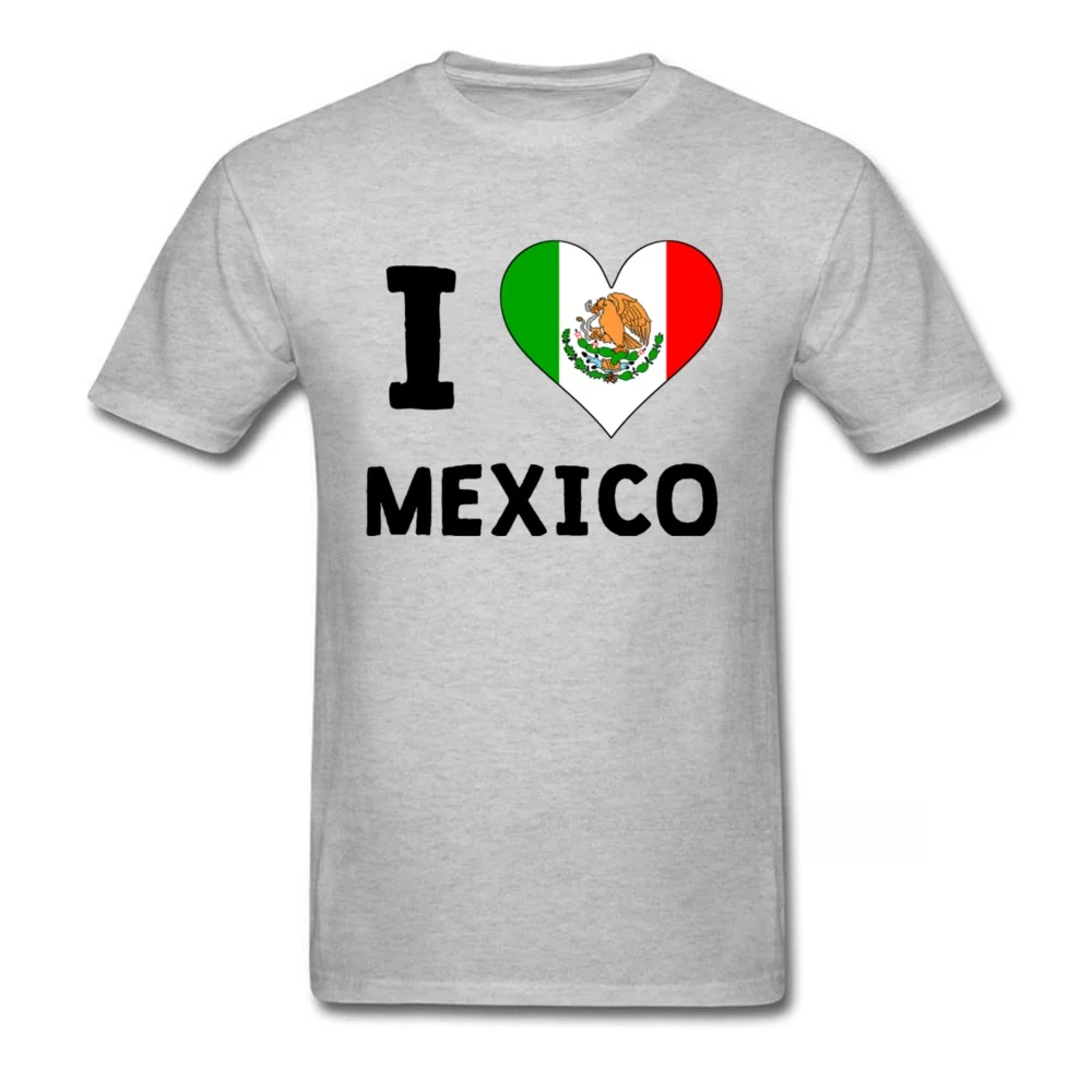 I Love Mexico T Shirt Men Heart Flag T-shirt Novelty School Clothing 100% Cotton Tees Mexico Flag Tshirt Grey Tops O-neck