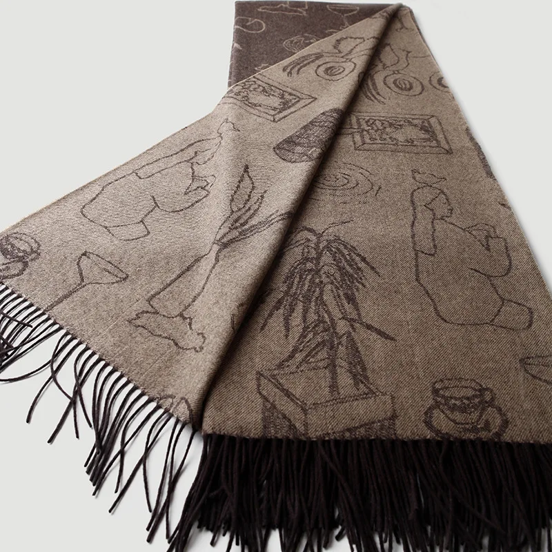 Geometric Pattern Double-Sided Wool Blanket – Lightweight & Warm Throw for Home, Travel & Camping. Thick Airplane Blanket.
