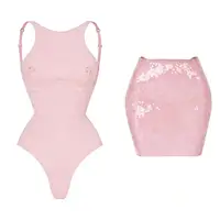 2026 2Pcs Sexy Women One Piece Swimsuit Female Swimwear Solid Biquini High Cut Monokini Push Up Swim Suits Bathingsuit Beachwear 4