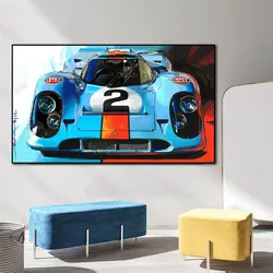 Vintage Gulf Racing Car Canvas Art Ford GT Porsche Poster Print for Living Room Wall Decor