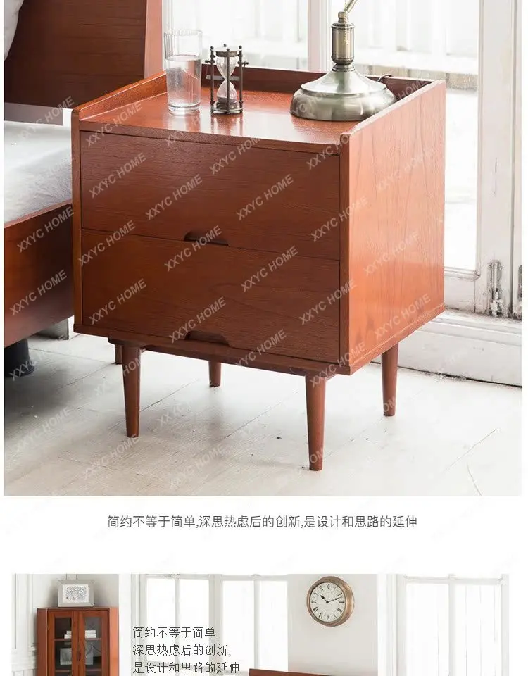 X-S Medieval bedside table all solid wood retro replica locker furniture custom Danish bedside table HG