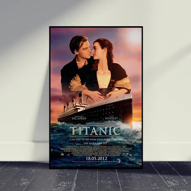 الكلاسيكية رومانسية فيلم تيتانيك الرجعية الفيلم المشارك ، قماش اللوحة ، الجمالية ليوناردو جدار الفن صور ، ديكور غرفة المنزل هدية ، 90s
