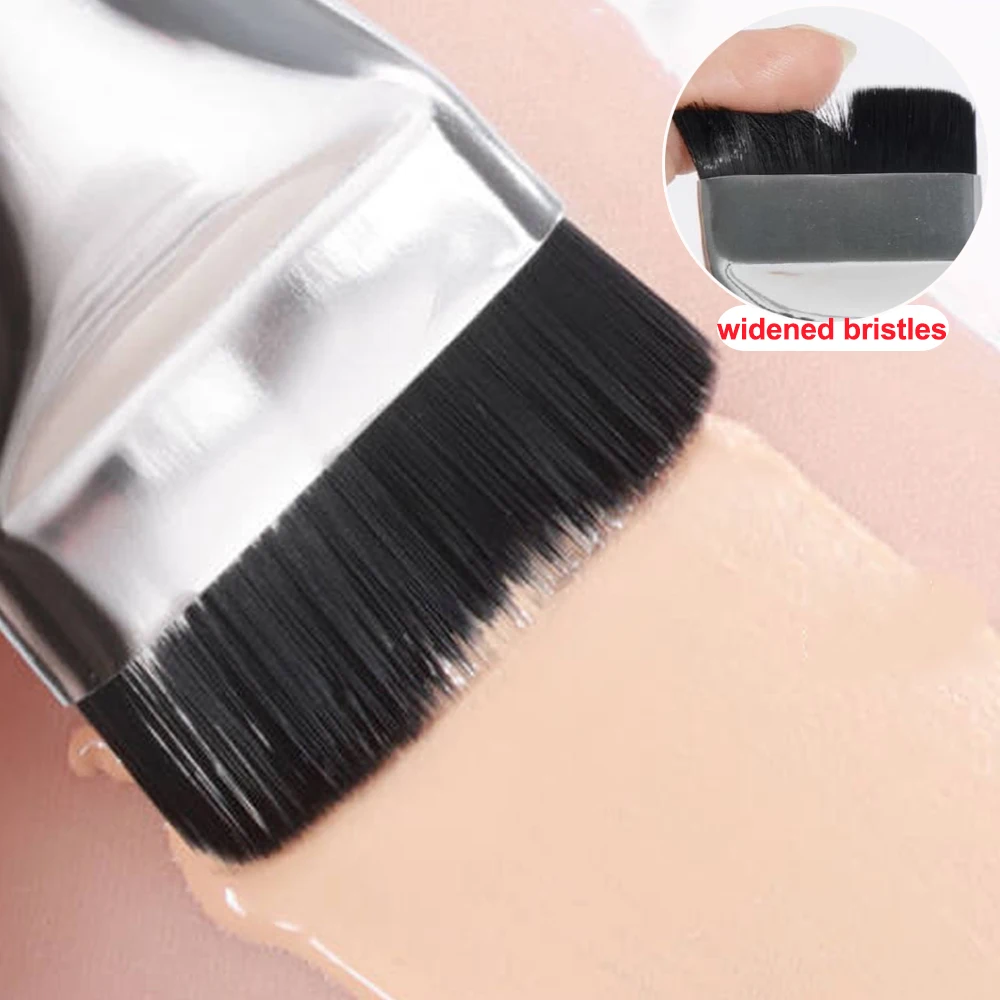 Silver Ultra-thin Foundation Brush Widened Bristles Face Contour Brush Flat Contour Brush Blending Foundation Cream Makeup Tool