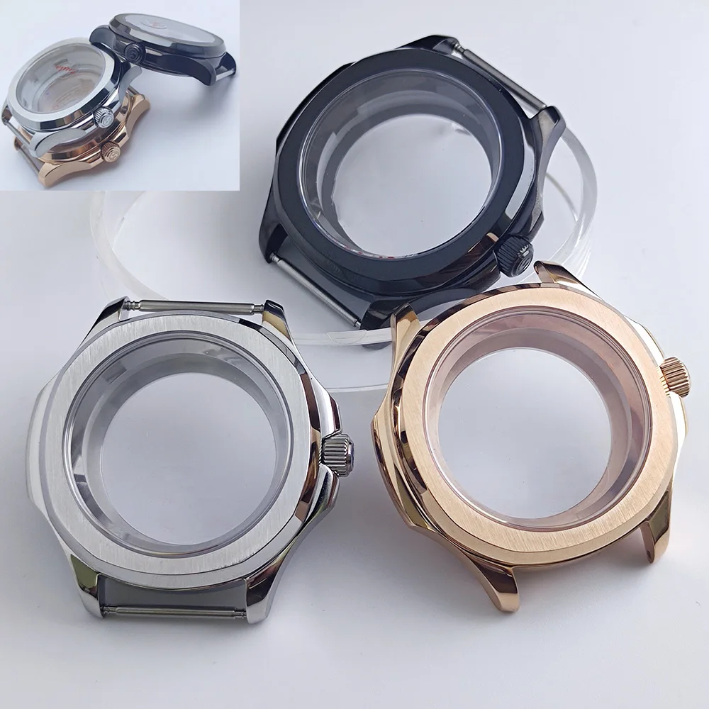 

39mm case silver black or rose gold brushed case for NH35 NH36 DG2813/3804 Miyota 8215 821A ETA 2836 ETA2824 PT5000 movement