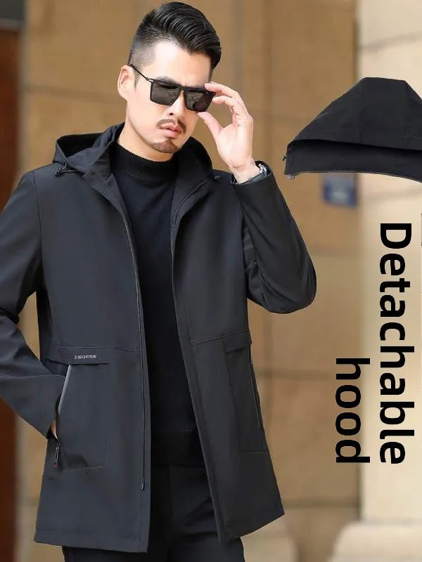 

Мужская куртка средней длины премиум-класса для весны и осени, тонкая, из Quanzhou, для мужчин 40-45 лет, ветровка средней длины