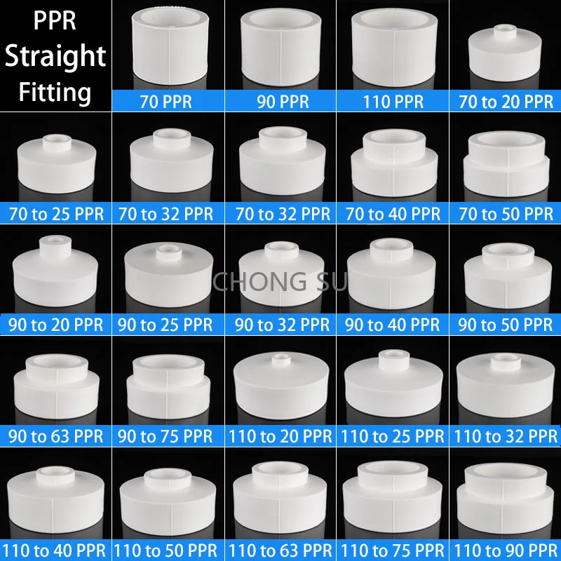 

PPR Straight Connector 20/25/32/40/50/63/75/90/110mm Reducing/Equal Water Pipe Fitting Hot Melt Joint Adapter Accessories