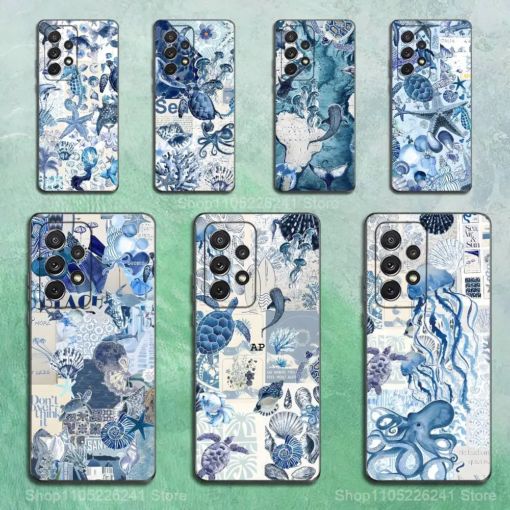 

Sea Fish Art Ocean Shark Case For Samsung S23,S25,S20,S10,S9,S21,S24,S22,Ultra,FE,Plus,Lite,Soft Silicone Black