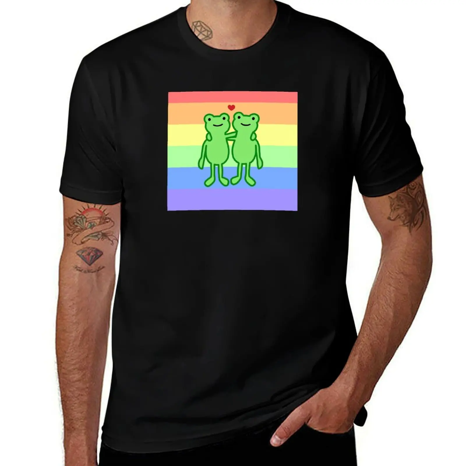 Футболка с модным принтом для мужчин Froggy Pride Friends Rainbow Frogs