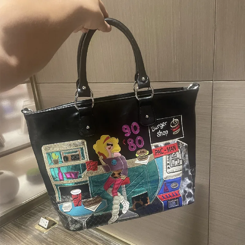 

Маленькая нишевая дизайнерская сумка для женщин, новинка 2025 года, женская сумка с вышивкой, большая вместительная сумка, легкая сумка через плечо, ручная сумка