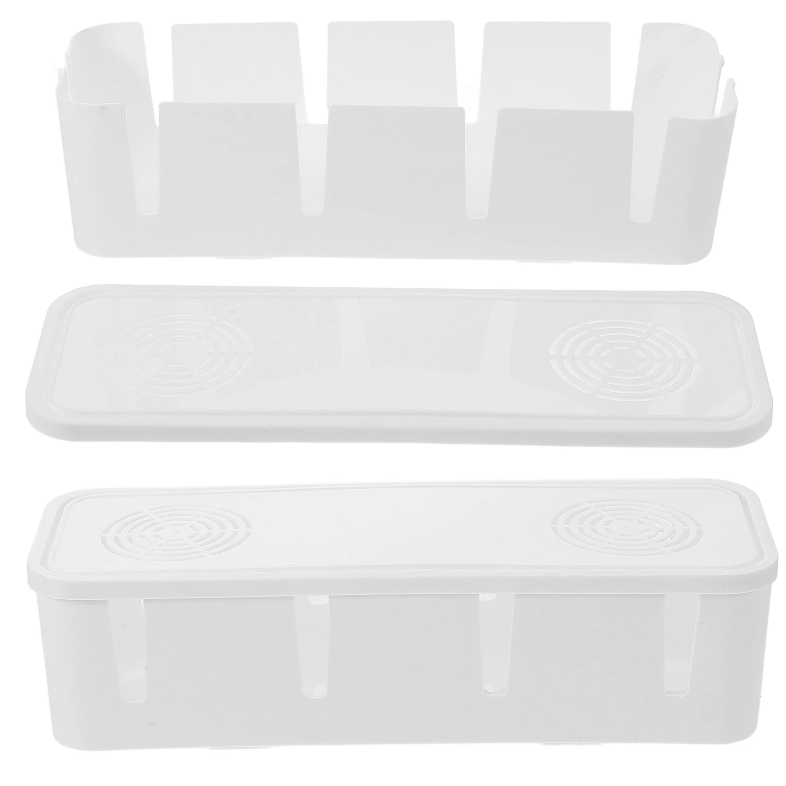 

2 pcs Cord Organizer Box White Plastic Cable Management Storage For Power Strip Wire Arranging Case Power Cord Storage Box Wire