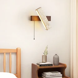 Modern With Switch LED Wall Lamp Natural Stone Wood Rotatable For Foyer Bedside Restaurant Sconce Home Deco