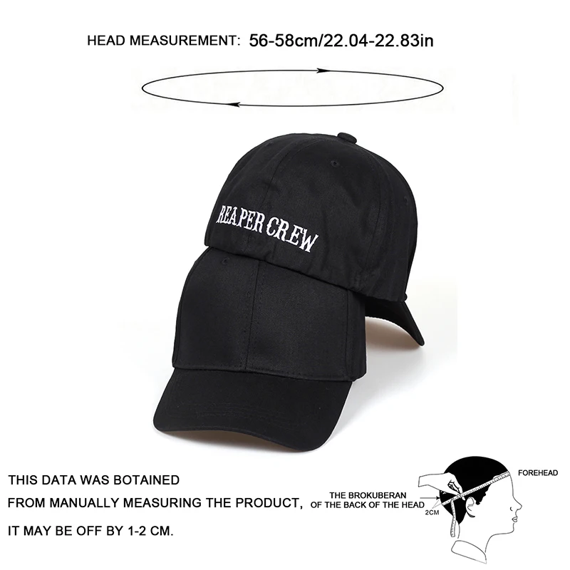 Unisex Rear Seal REAPER CREW Embroidery Baseball Caps Spring And Autumn Outdoor Adjustable Casual Hats Sunscreen Hat