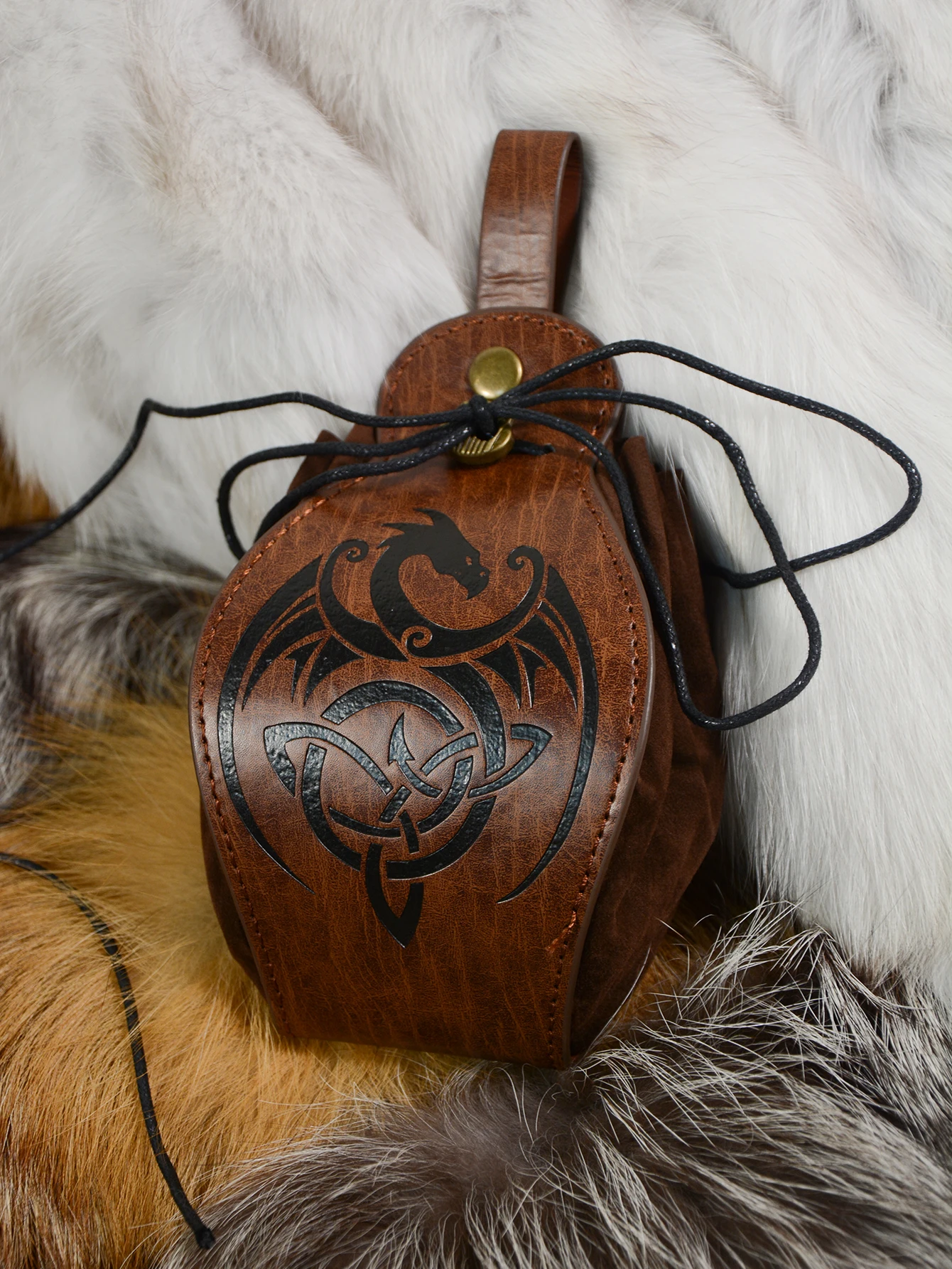

Medieval Viking Vintage Money Pouch Bag Celtic Designs Leather Drawstring Bag Coin Purse Men Women Cosplay Costume Accessories
