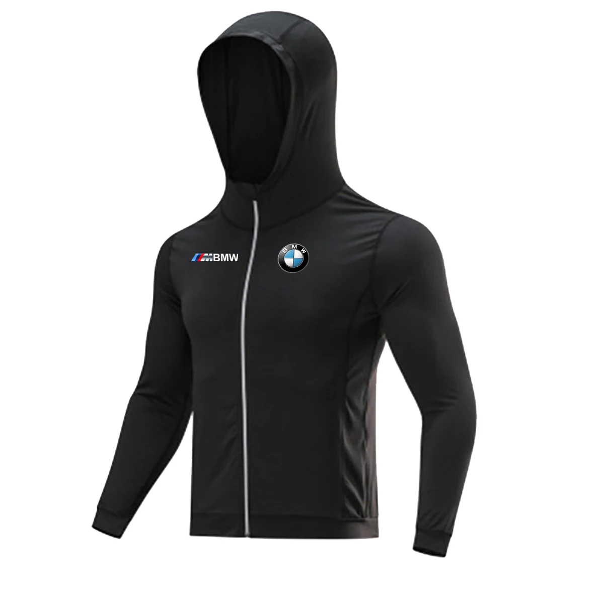 2025 Men's Sports Hoodie Running Jacket BMW Logo Men's Coat Printed Zipper Black Sportswear Coat Fitness Training Sportswear