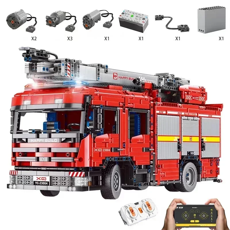 

YC-23004 5133Pcs APP Car Model City RC Technical 1:10 Engineering Car Building Blocks MOC Fire Ladder Truck Bricks Toys Kid Gift