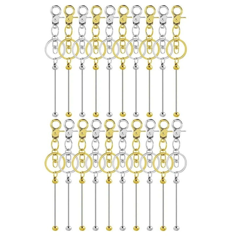 Blanko-Metall-Schlüsselanhänger für Perlen, 20-teiliges gold- und silberfarbenes Set mit abnehmbaren Enden, Spaltringen und – Detail 9