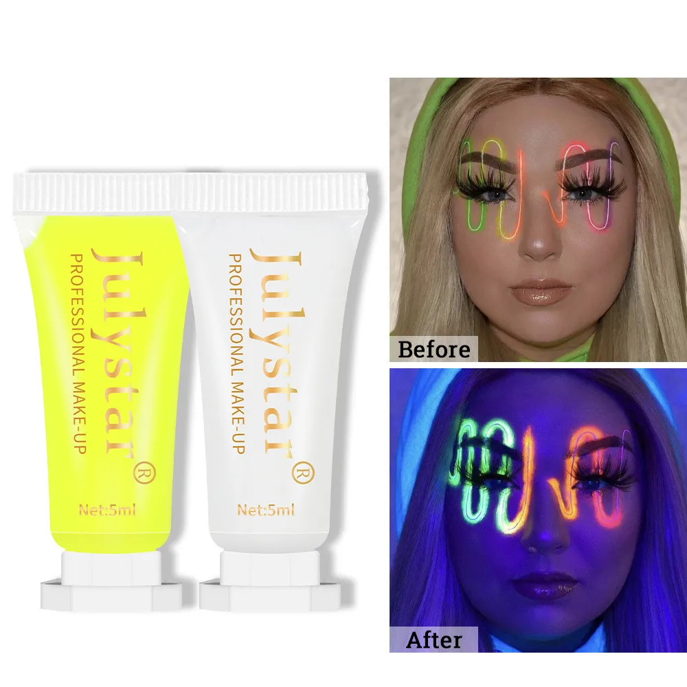 Fluorescent Painted Painted Pigment Halloween Easy To Clean Body Cream Cosplay Makeup Kid Face Paint Light Painted Green Yellow