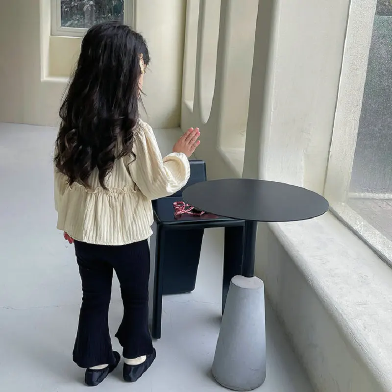 Girls' Shirt Stand-up Collar Ruffle Edge Small Fresh Top Coat 2024 Spring and Autumn New Children's Clothing Fashion