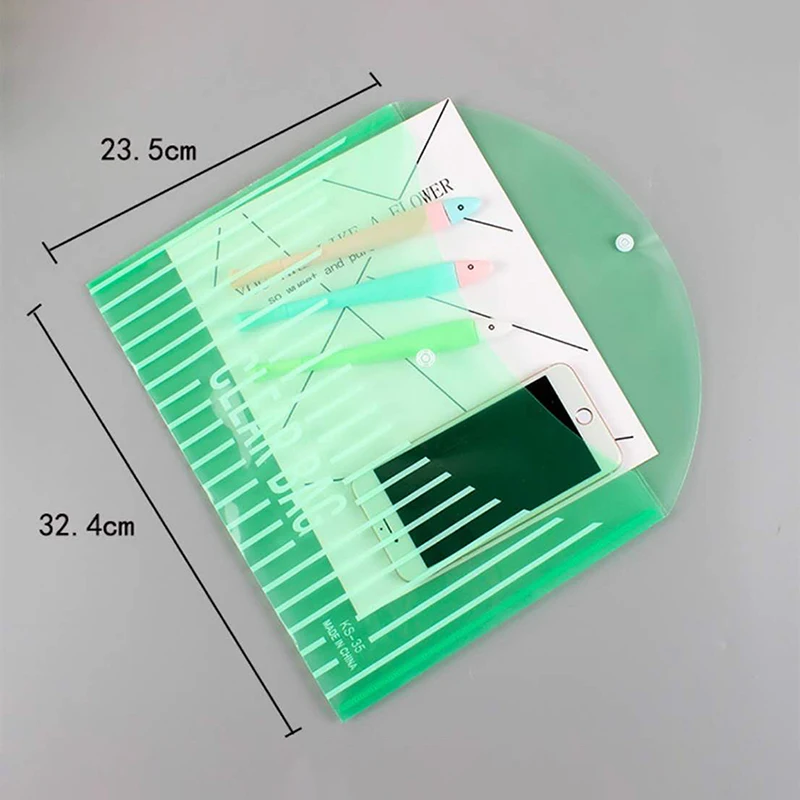 A4 Simple Transparent Document File Bags With Buckle Plastic Thickened Office School Waterproof File Storage Supplies