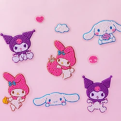 Kawaii Sanrio Melody Kuromi pegatina brillante decoración papelería ajuste divertido para estudiante niño DIY autoadhesivo cuaderno portátil