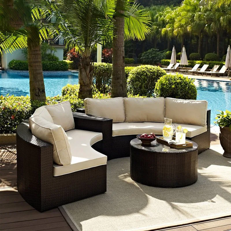 

Outdoor leisure courtyard villa garden outdoor arc combination Nordic aluminum alloy waterproof sunscreen rattan sofa