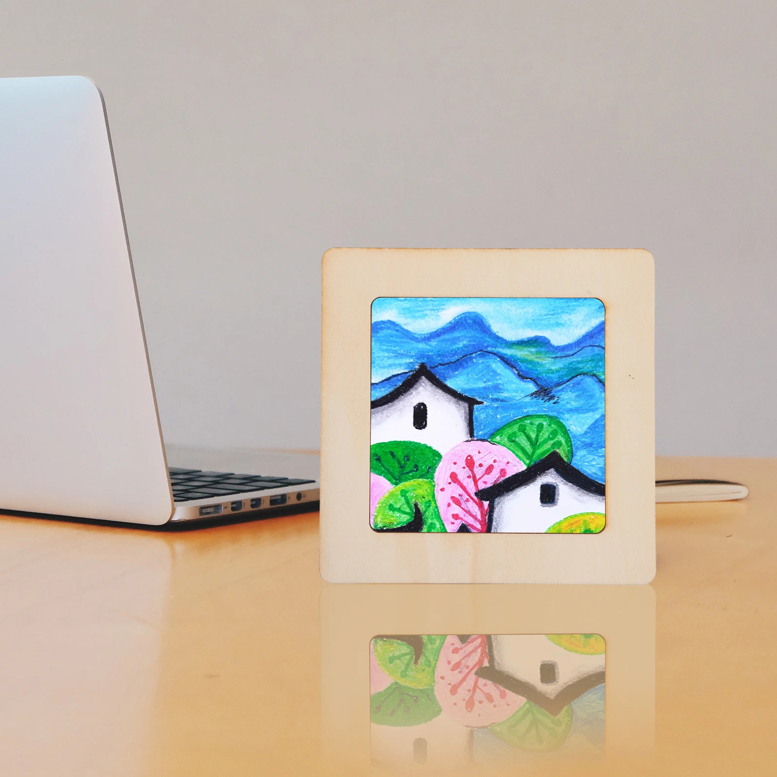 

3pcs Wooden DIY Photo Frames Kids Artwork Storage Craft Educational Toy Home School Nursery Kindergarten Watercolor Oil